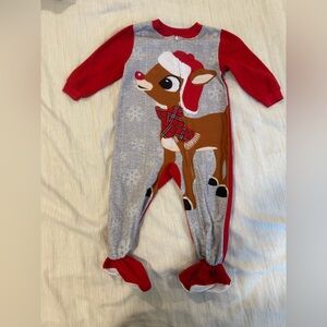 Cozy Red Reindeer Kids Pajama Footies
